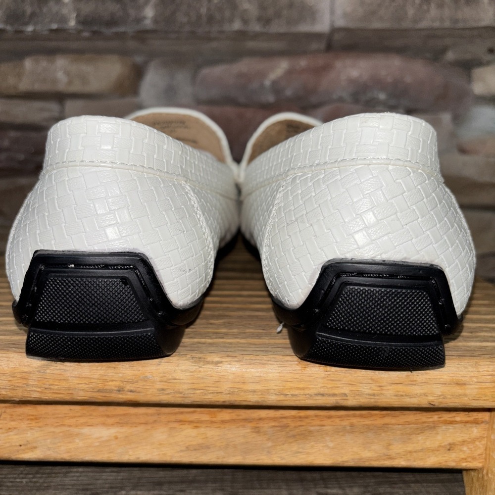 Faranzi White Sheldon Silver Buckle Slip on 10 Driver's Men Loafer/Shoe F420297K - Picture 6 of 16